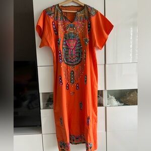 Vintage Egyptian sequin caftan maxi dress